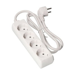 Edm Multiprise 4 prises Schuko 2P+T, 1,5 m, blanc