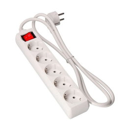 Edm Multiprise 5 prises Schuko avec interrupteur lumineux, blanche