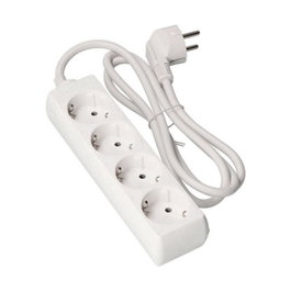Edm Base multiple 4 prises Schuko, 3 m de câble, blanche
