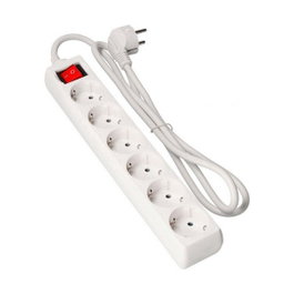 Edm Base multiple 6 prises Schuko avec interrupteur lumineux, blanc