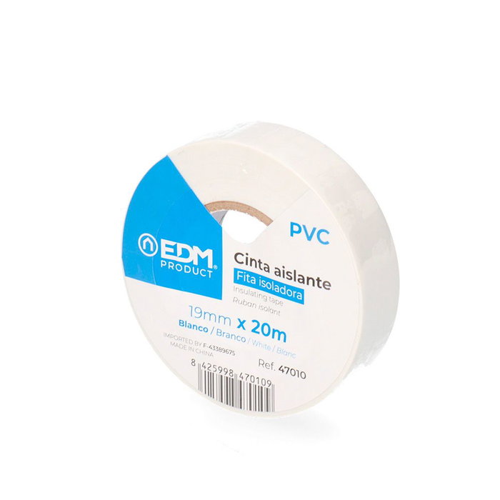 Edm Cinta aislante qualité supra blanc 19 mm x 20 m Edm Cinta aislante qualité supra blanc 19 mm x 20 m
