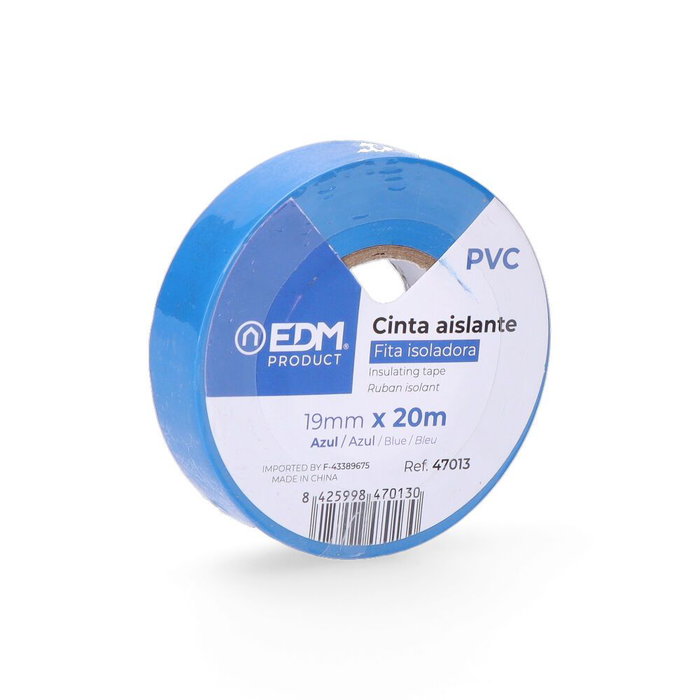 Edm Cinta aislante qualité supra bleu 19 mm x 20 m Edm Cinta aislante qualité supra bleu 19 mm x 20 m