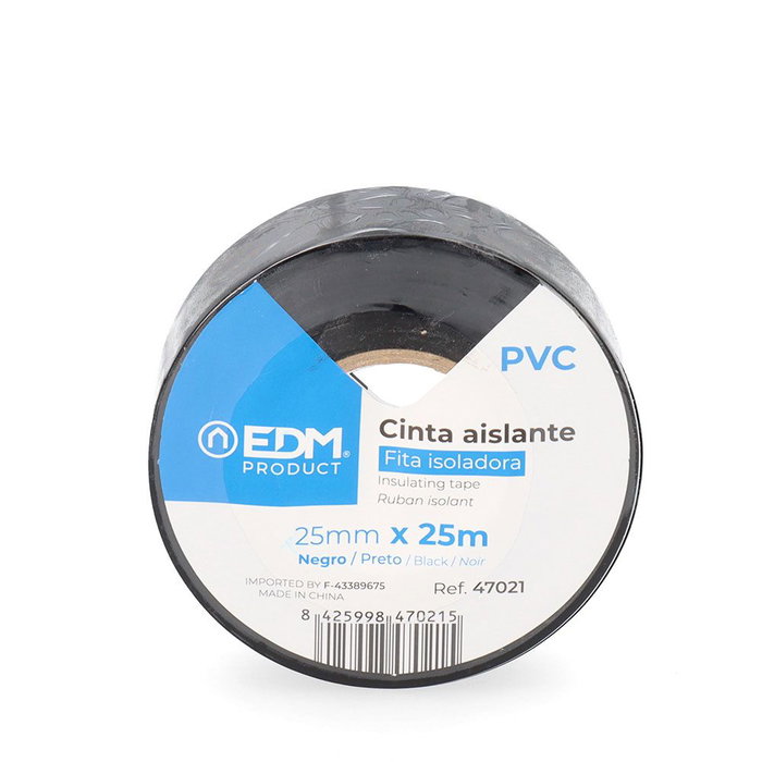 Edm Cinta aislante calidad supra noire 25 mm x 25 m Edm Cinta aislante calidad supra noire 25 mm x 25 m