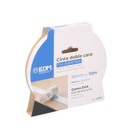 Edm Ruban adhésif double face blanc mousse EVA extra forte 18 mm x 10 m