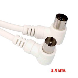 Edm Rallonge TV coudée 2,5 m 9,5 mm blanc