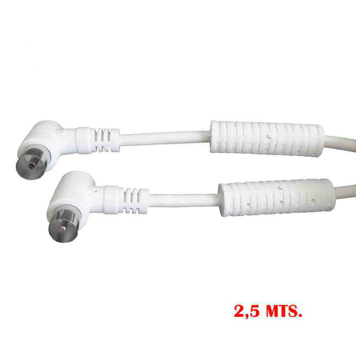 Edm Rallonge TV-vidéo coudée avec filtre 9,5mm - 2,5m blanc Edm Rallonge TV-vidéo coudée avec filtre 9,5mm - 2,5m blanc