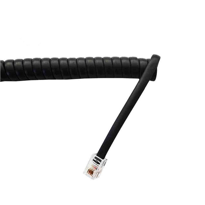 Edm Rallonge téléphonique 4,5 m 4 voies mâle-mâle mini noire en spirale Edm Rallonge téléphonique 4,5 m 4 voies mâle-mâle mini noire en spirale