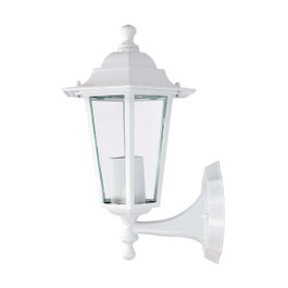 EDM Applique murale extérieure Zurich blanc, aluminium et verre, E27, 60 W