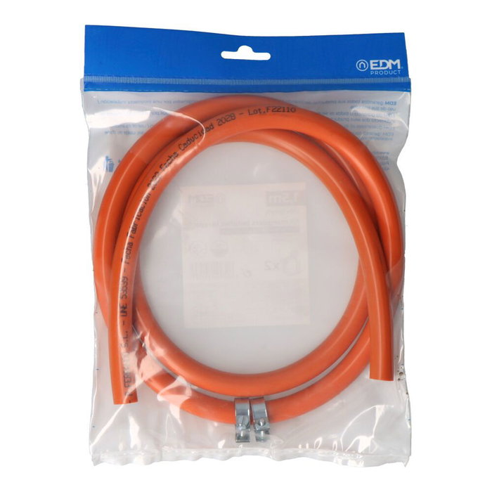EDM Kit manguera butaflex bicapa Ø intérieur 9 mm x Ø extérieur 15 mm 1,50 m avec 2 colliers pour butane EDM Kit manguera butaflex bicapa Ø intérieur 9 mm x Ø extérieur 15 mm 1,50 m avec 2 colliers pour butane