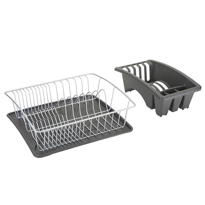 Metaltex Égouttoir à vaisselle avec bac extractible 35 x 30 x 11 cm Gris Plastique/métal