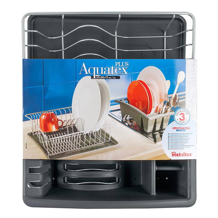 Metaltex Égouttoir à vaisselle avec bac extractible 35 x 30 x 11 cm Gris Plastique/métal