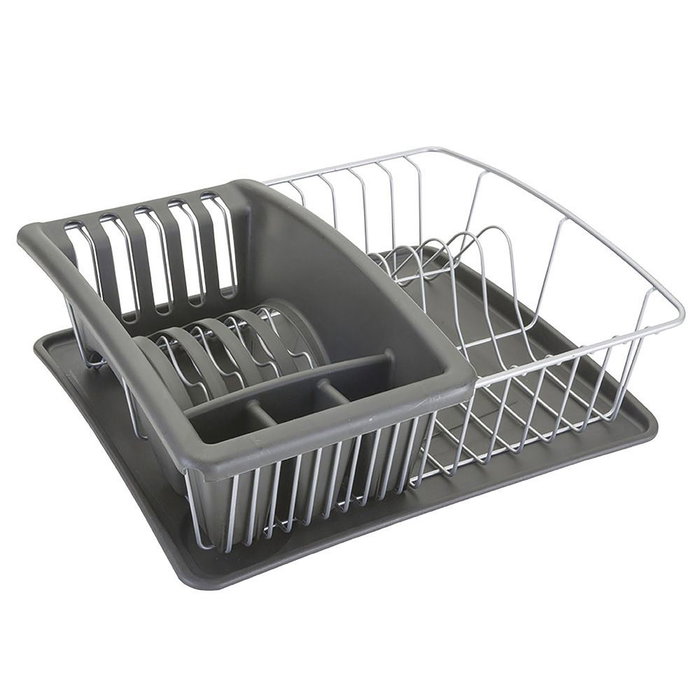 Metaltex Égouttoir à vaisselle avec bac extractible 35 x 30 x 11 cm Gris Plastique/métal