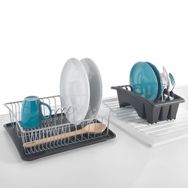 Metaltex Égouttoir à vaisselle avec bac extractible 35 x 30 x 11 cm Gris Plastique/métal