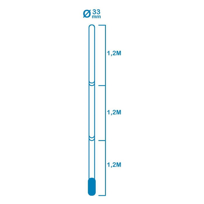 Edm Perche télescopique 3,6 m avec manche Ø33 mm aluminium extensible 3 parties 1,20 m Edm Perche télescopique 3,6 m avec manche Ø33 mm aluminium extensible 3 parties 1,20 m
