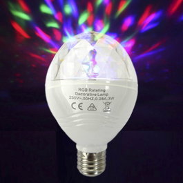 Edm Ampoule LED discothèque RGB multicolore avec rotation 360° E27 3W
