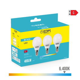 Edm Kit 3 ampoules LED E14 5W 400lm 6400K lumière froide Ø4,5x8cm angle 200° non dimmable