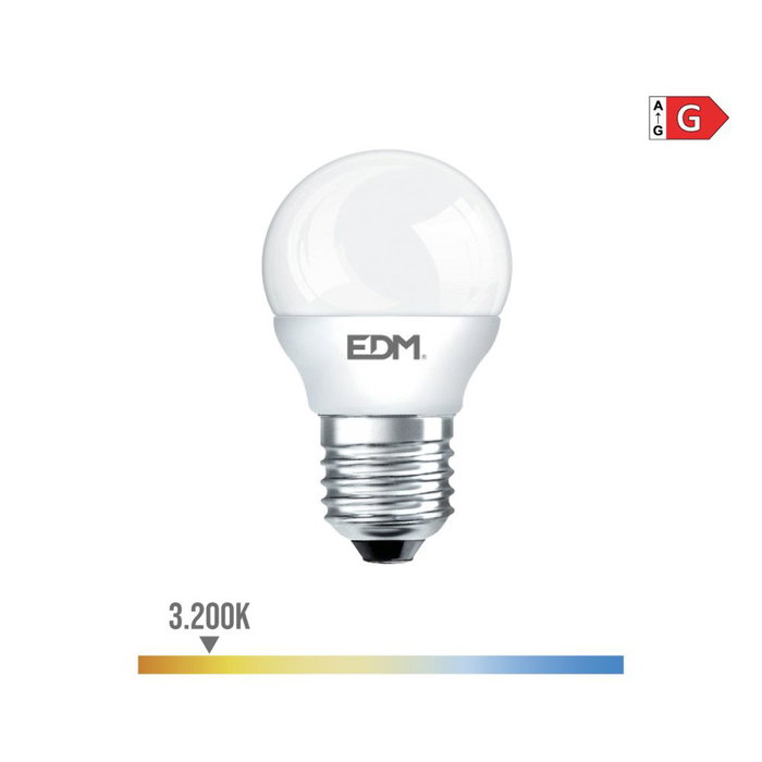 Edm Ampoule LED E27 5W 400lm 3200K Lumière Chaude Forme Sphérique Ø4.5x8cm Edm Ampoule LED E27 5W 400lm 3200K Lumière Chaude Forme Sphérique Ø4.5x8cm