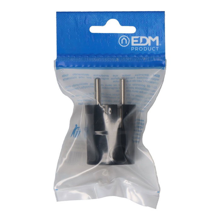 Edm Fiche Schuko de type F/TL 16A avec sortie latérale 4,8mm noire Edm Fiche Schuko de type F/TL 16A avec sortie latérale 4,8mm noire