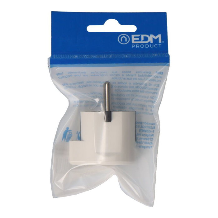 Edm Clavija type F/TL 16A sortie latérale 4,8mm blanche