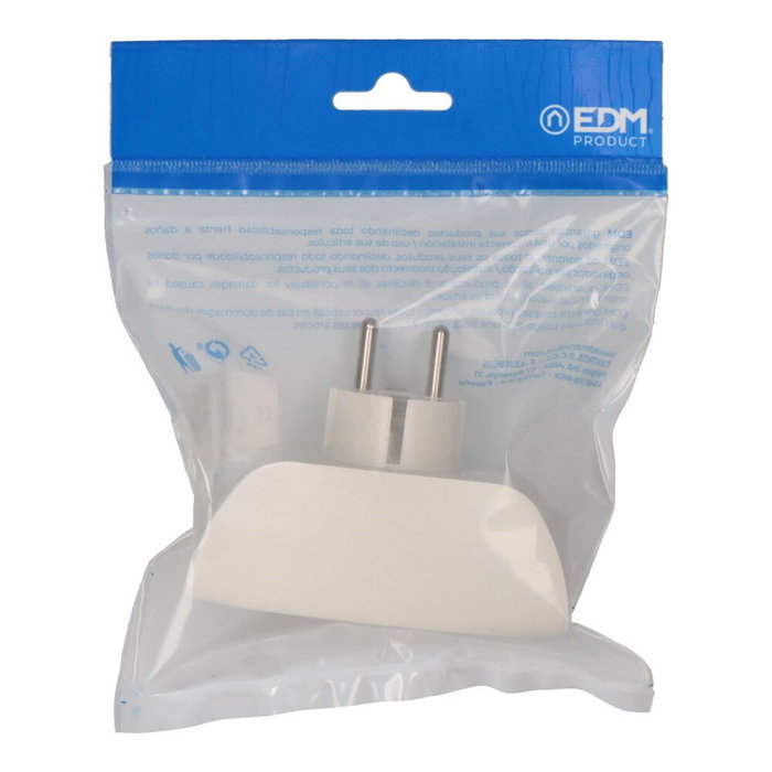 Edm Adaptateur double 2p+t 16A 250V blanc