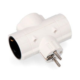 Edm Fiche triple Schuko économique blanche 16A 250V
