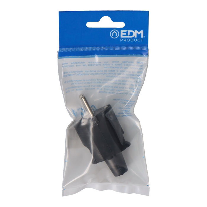 Edm Fiche en caoutchouc noire 10/16A 250V IP44 4,8mm Edm Fiche en caoutchouc noire 10/16A 250V IP44 4,8mm