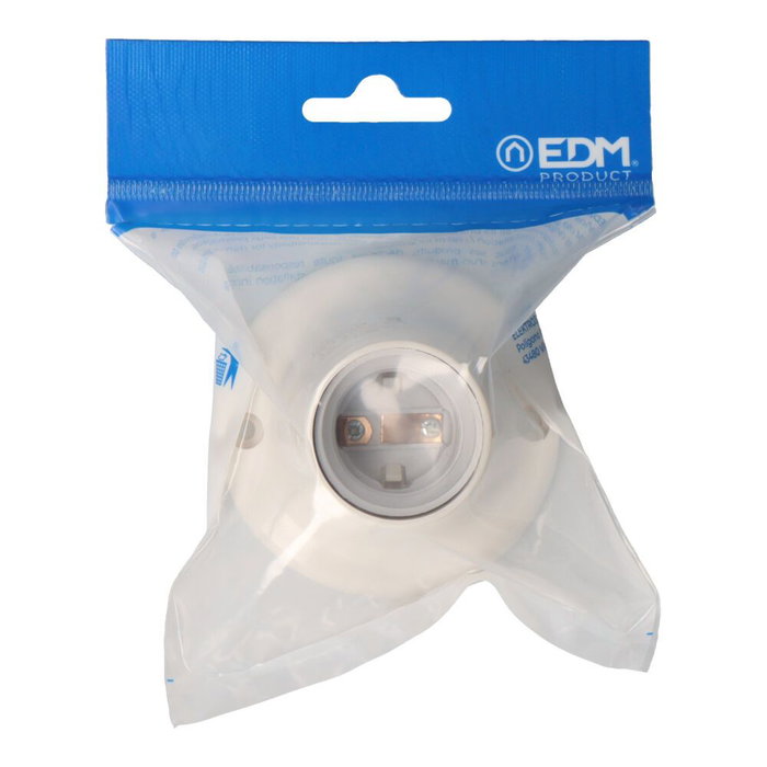 Edm Portalámparas zocalo recto e-27 blanco (envasado)denado Edm Portalámparas zocalo recto e-27 blanco (envasado)denado