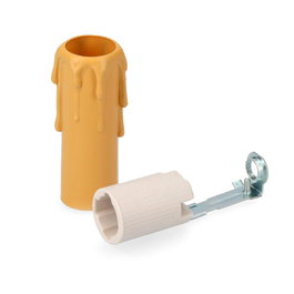 Solera Porte-ampoule E14 porcelaine + bougie médium crème (emballé)