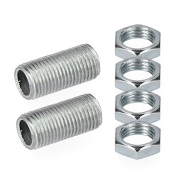 Edm Kit de 2 filetages 20 mm avec 4 écrous métriques 10/100 en acier