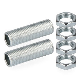 Edm Lot de 2 filetages 30 mm avec 4 écrous 10/100 en acier