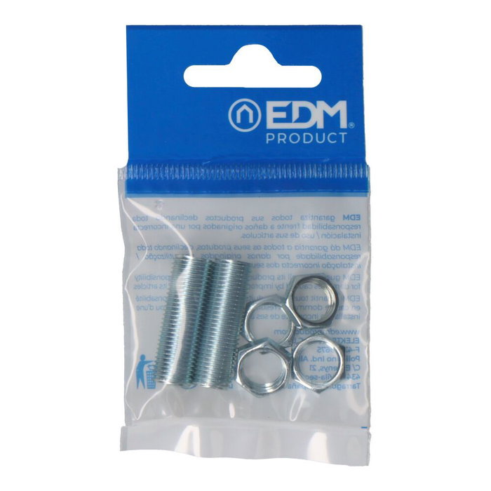 Edm 2 filetages 30 mm avec 4 écrous métriques 10/100 en acier Edm 2 filetages 30 mm avec 4 écrous métriques 10/100 en acier