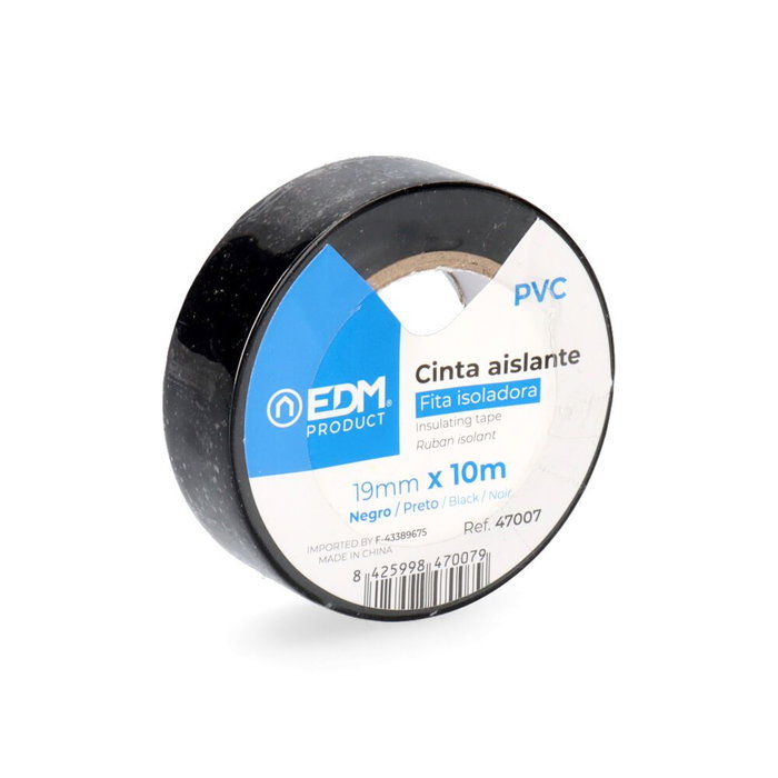 Edm Ruban isolant qualité supra noir 19 mm x 10 m Edm Ruban isolant qualité supra noir 19 mm x 10 m