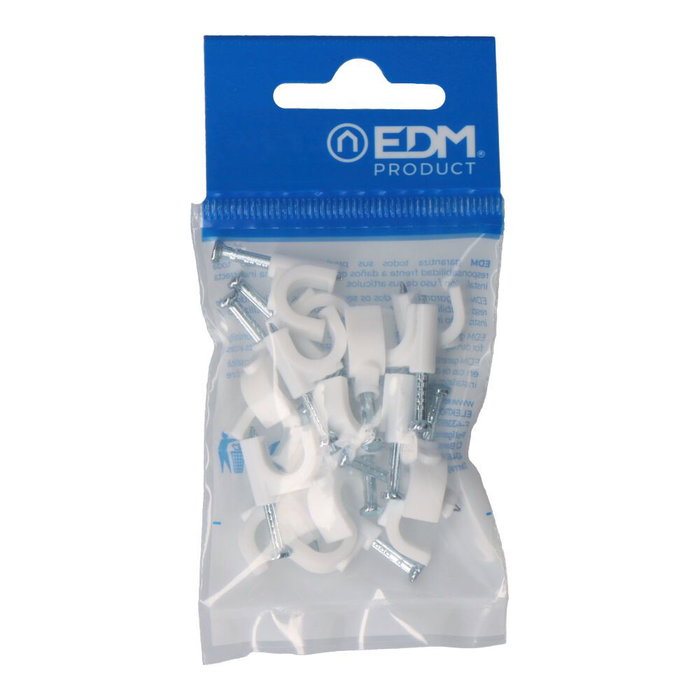 Edm Grapa para cable manguera tubular 2 x 2,5 mm n°08, blanche, blister 15 uds Edm Grapa para cable manguera tubular 2 x 2,5 mm n°08, blanche, blister 15 uds