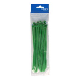 Edm Colliers de serrage en nylon vert 203 x 4,6 mm, 25 pièces