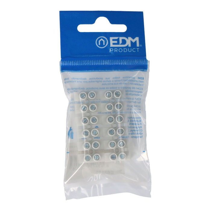 Edm Réglette de connexion 2,5 mm à 4 mm, 12 connecteurs, blanche