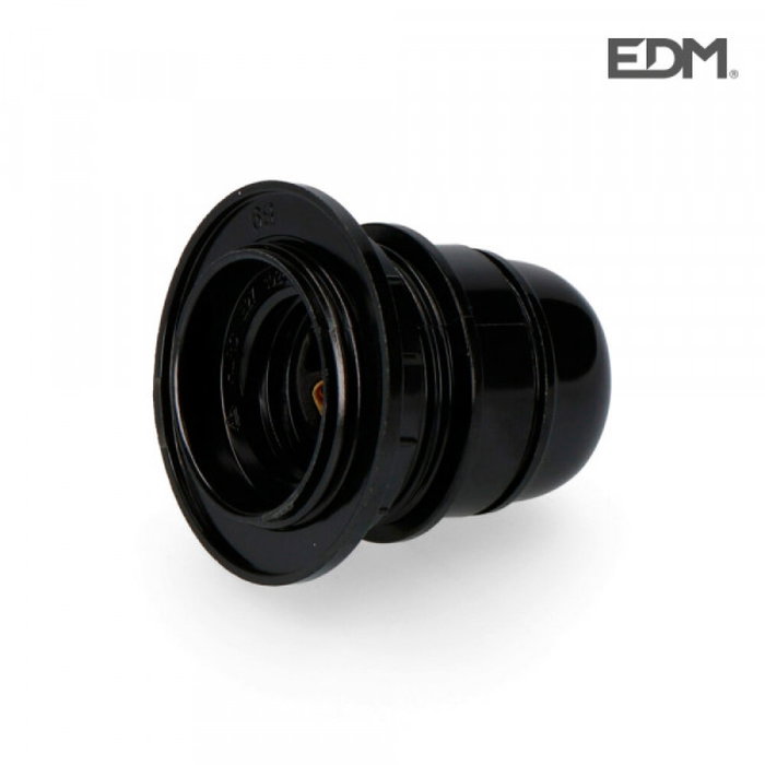 Edm Porte-lampe semi-vissé E27 avec rondelle rétractable noir