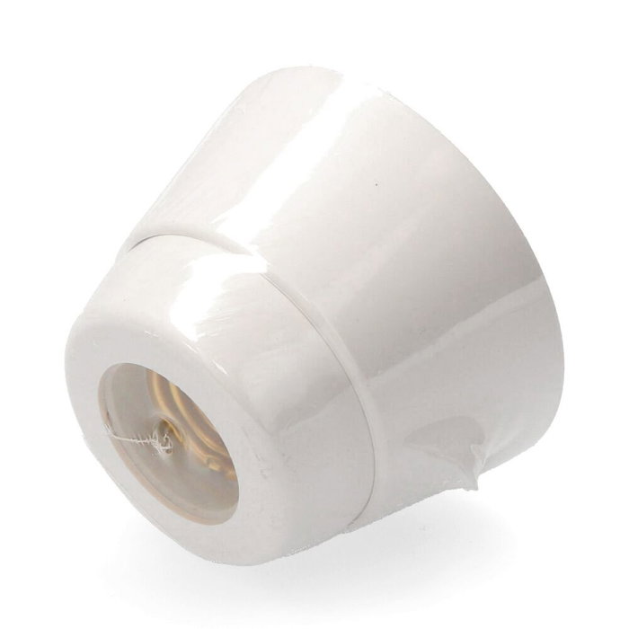 Edm Portalampas E27 en porcelaine blanc, socle droit, retractilado