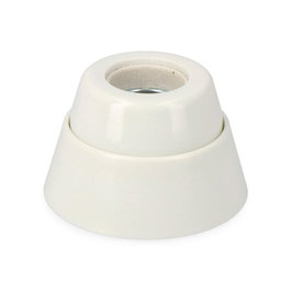 Edm Portalampas E27 en porcelaine blanc, socle droit, retractilado