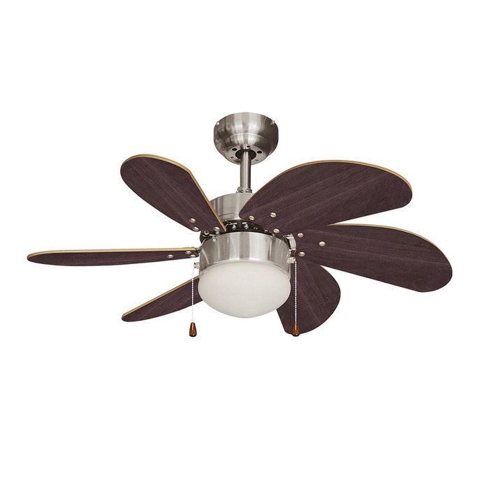 Ventilateur de Plafond avec Lumière EDM 33984 Aral Wengue nickel 50 W Ventilateur de Plafond avec Lumière EDM 33984 Aral Wengue nickel 50 W