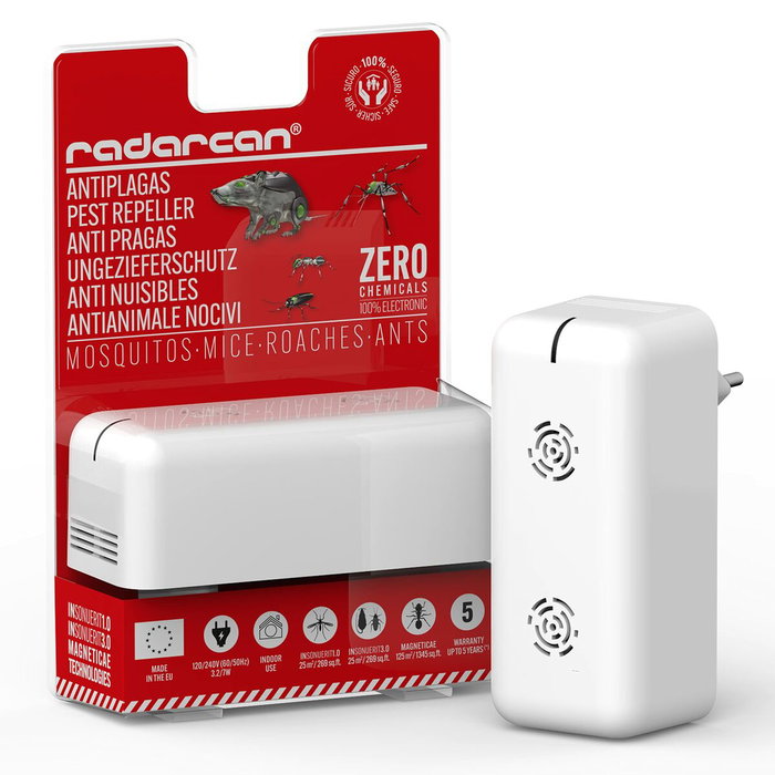 Répulsif Ultrasons d'insectes et de Rongeurs Mini Radarcan Blanc Répulsif Ultrasons d'insectes et de Rongeurs Mini Radarcan Blanc