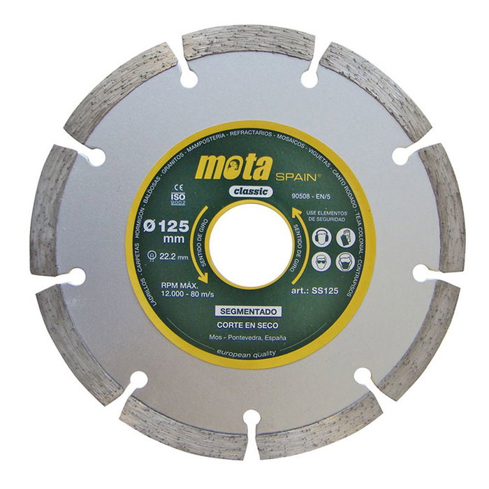 Mota Herramientas Disque diamanté segmenté laser Ø 230 mm alésage 22,23 mm pour granit brique coupe à sec Mota Herramientas Disque diamanté segmenté laser Ø 230 mm alésage 22,23 mm pour granit brique coupe à sec