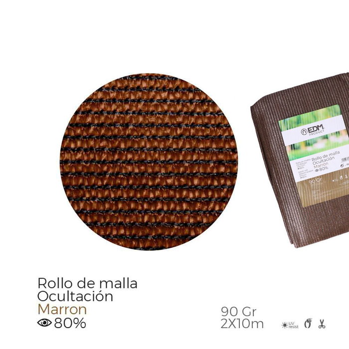 Maille de dissimulation EDM Rouleau Marron polypropylène 80 % 2 x 10 m Maille de dissimulation EDM Rouleau Marron polypropylène 80 % 2 x 10 m