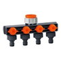Edm Distributeur 4 voies avec vannes pour robinet fileté 3/4 pouce - Gris/orange - Polipropylène anti-UV et anti-algues
