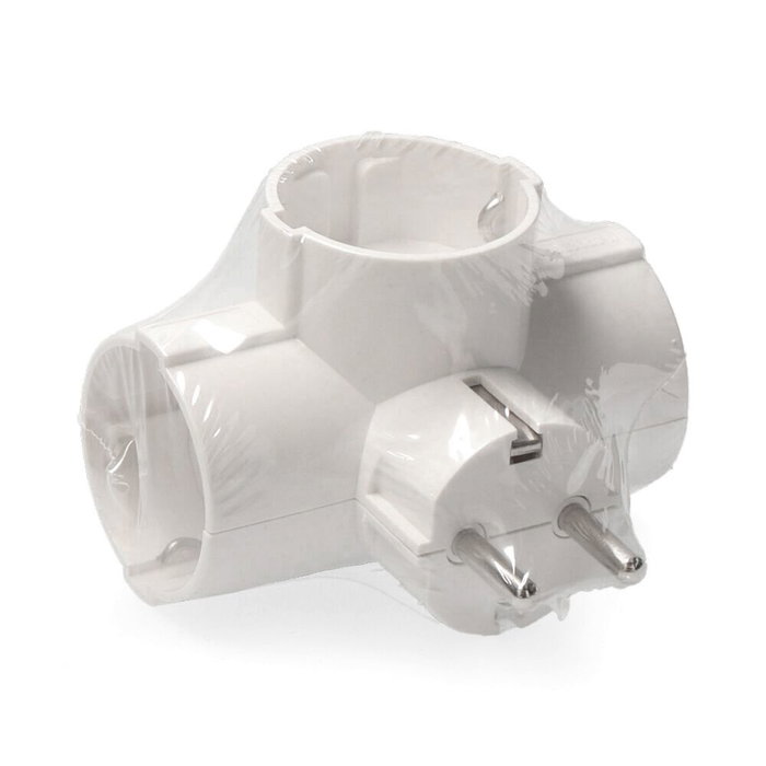 Edm Clavija triple 2p+t Schuko 16A 250V entrée latérale blanc