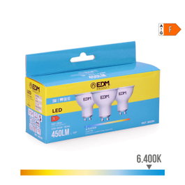 EDM Pack de 3 ampoules LED dichroïques GU10 5 W 450 lm 6400 K lumière froide