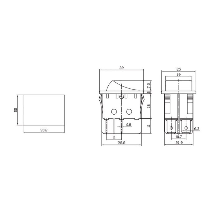 Edm Interrupteur bipolaire 15A 250V vert encastrable Edm Interrupteur bipolaire 15A 250V vert encastrable