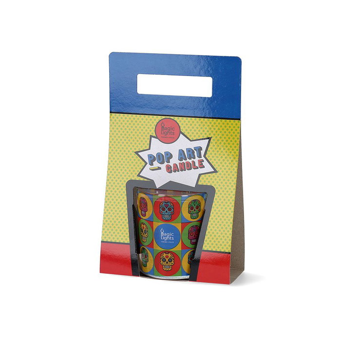 Magic Lights Bougie en verre Pop Art Skull Ø7,5x8,4cm