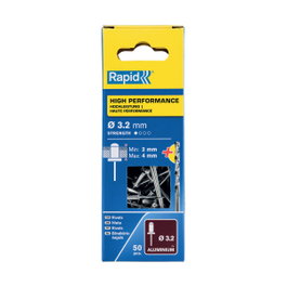 Rapid 50 Remaches en aluminium Ø 3,2 x 8 mm avec broche, blister
