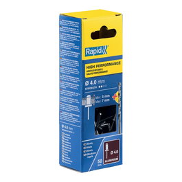 Rapid Remaches aluminium Ø4 x 10 mm type broca avec foret 50 pièces pour métal et plastique