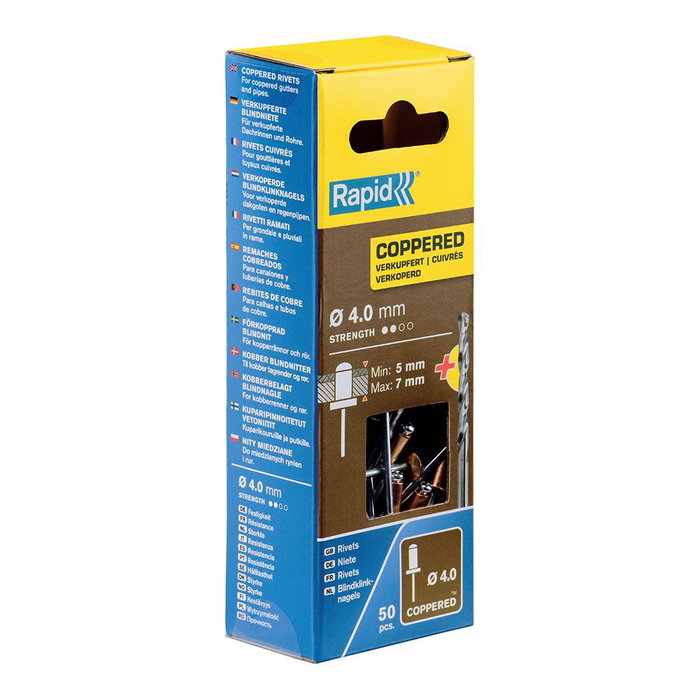 Rapid Rivets en aluminium cuivré Ø4 x 10 mm, blister de 50 pièces avec foret